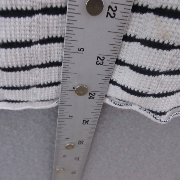 Cut Loose Top Stripe Boxy Lagenlook Relaxed Fit Long Sleeve Pocket Coastal Airy - Picture 7 of 8